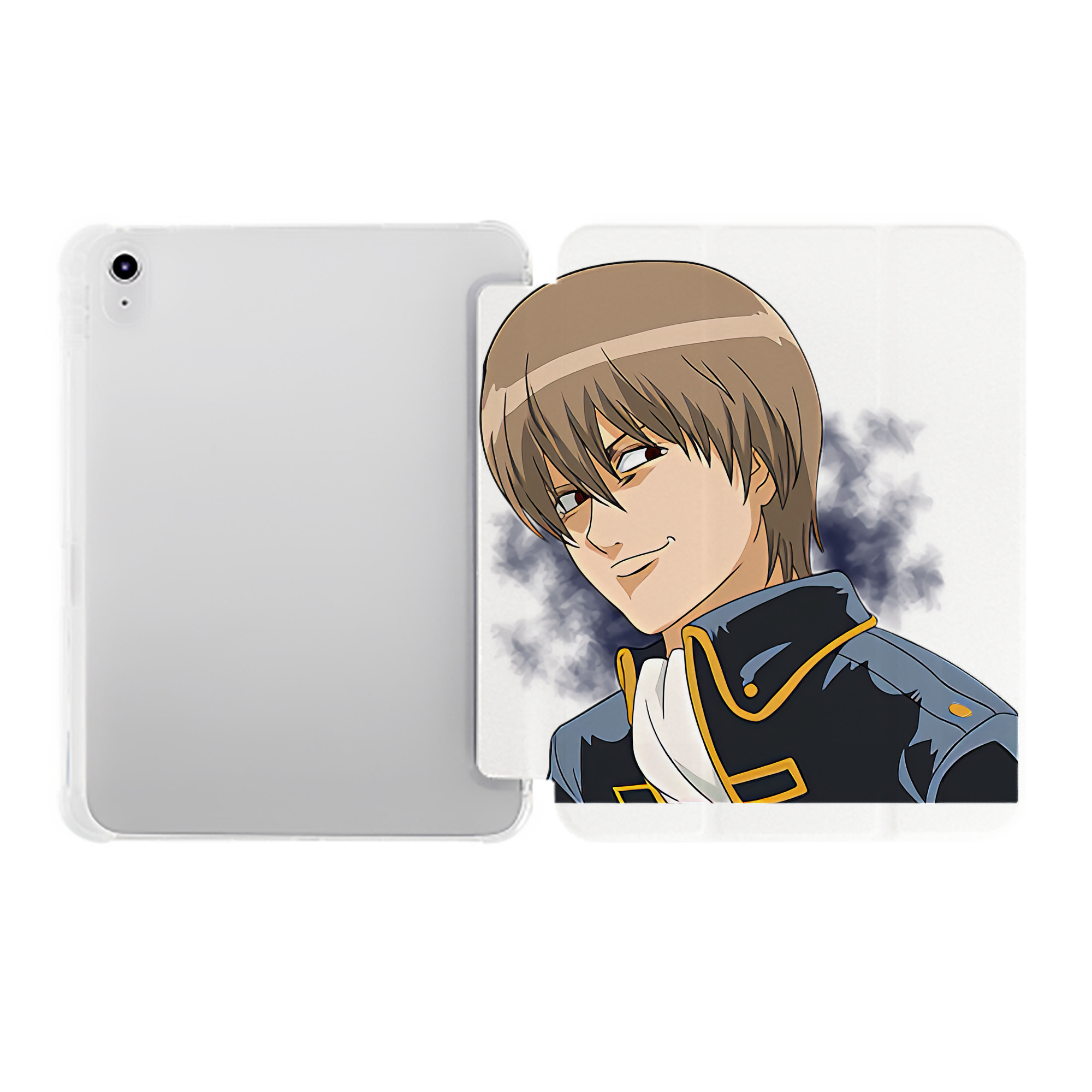（画像用） ぎんたま 坂田銀時（さかたぎんとき） 神楽 志村新八（しむら しんぱち） GINTAMA Sakata Gintoki Kagura Shimura Shinpachi IPad ケース ペン収納付き 三つ折りスタンド PUレザー×シリコン 対応機種9.5/10.5/10.9インチ